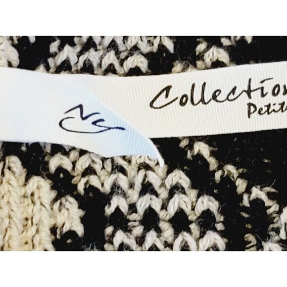 New York Collection PL Fringe Poncho Sweater Southwestern Tan Black Petite Large - Picture 7 of 9